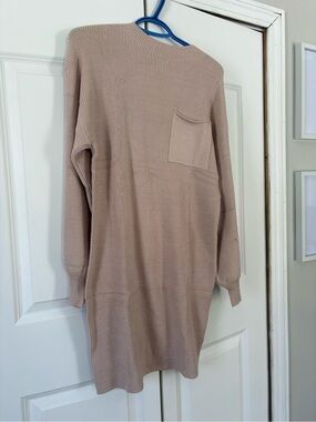 Ribbed Knit Long Sweater Dress in Blush